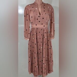 kate spade Dusty Rose Polka Dot Pleated Midi Dress